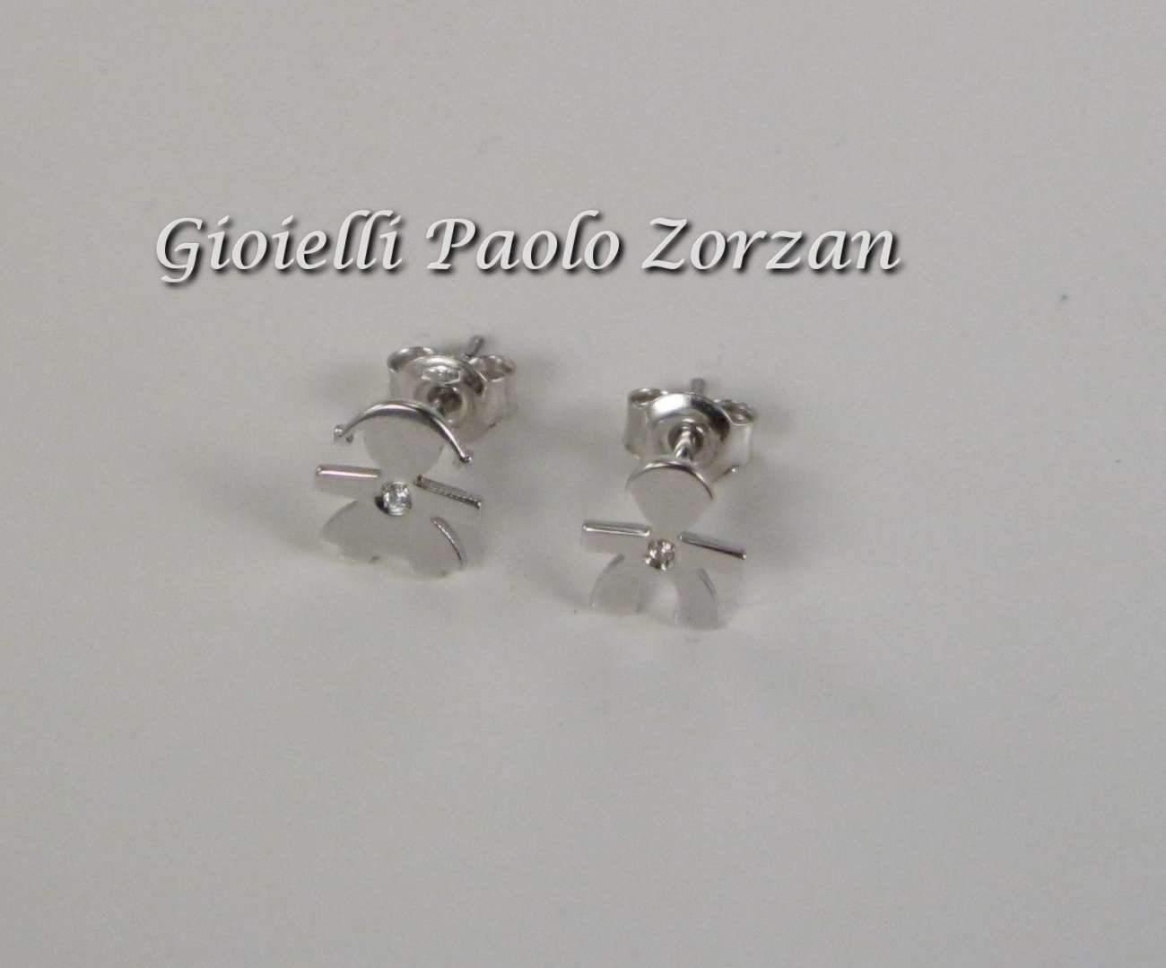 Paio orecchini Le Briciole Le Bebè Bimbi oro banco 18 Kt con diamante ct 0.003 Mod. LBB310 Mod. LBB309-1355