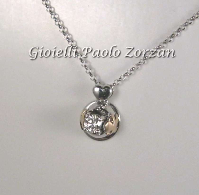 Pendente Le Bebè Bimbo e bimba punto luce in oro bianco 18 kt e diamante da ct 0,12 col G Mod. LBB243-1433