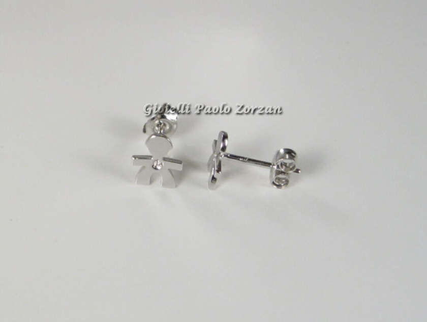 Paio orecchini Le Briciole Le Bebè Bimbo oro banco 18 Kt con diamante ct 0.003 Mod. LBB309 -1362