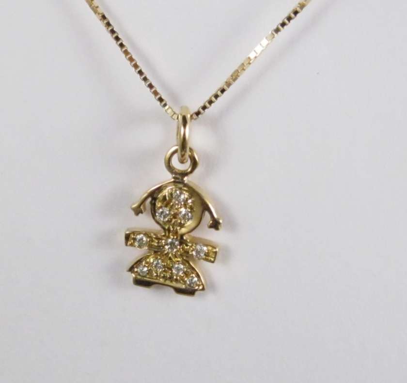 Pendente Le Bebè BIMBA ORO GIALLO 18 kt Diamanti 0,05 con catena oro 18 kt Giallo Mod. LBB036-0