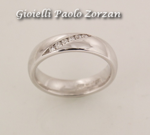 Fede matrimoniale comoda 5 mm oro bianco e diamanti Ref. 50ARC1DL-0