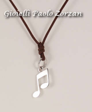 Pendente in oro bianco 18 kt raffigurante nota musicale Ref. 00022-0