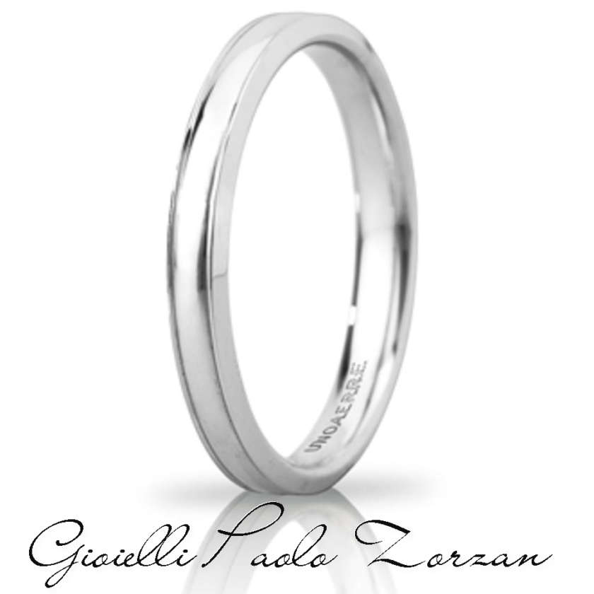 Fede Matrimoniale  Unoaerre BRILLANTI PROMESSE Mod. Orion Slim Oro Bianco 18kt Ref. 30 Afc 279 Col.04