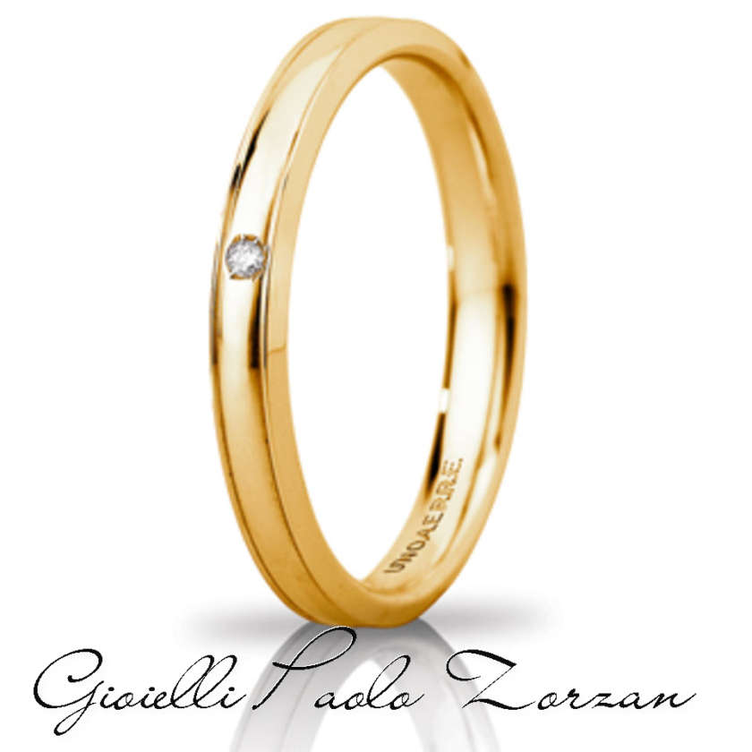 Fede Matrimoniale Unoaerre BRILLANTI PROMESSE Orion Slim Oro18kt Diamante Ct 0.01 Ref. 30 Afc 279/001 Col.01