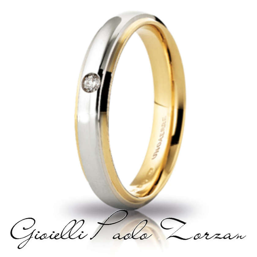 Fede Matrimoniale Unoaerre BRILLANTI PROMESSE Cassiopea  Oro18kt Con Diamante  Ref.70 Afc 282/001 Col.43