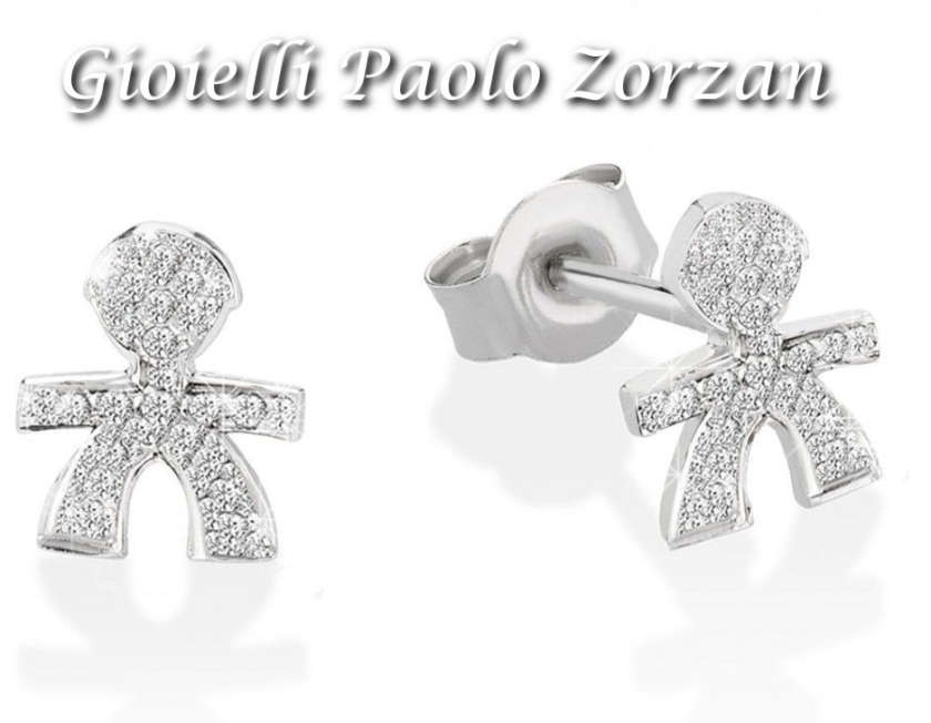 Paio orecchini Le Briciole Le Bebè Bimbo oro bianco 18 Kt diamantect 0.03 Ref LBB311-0