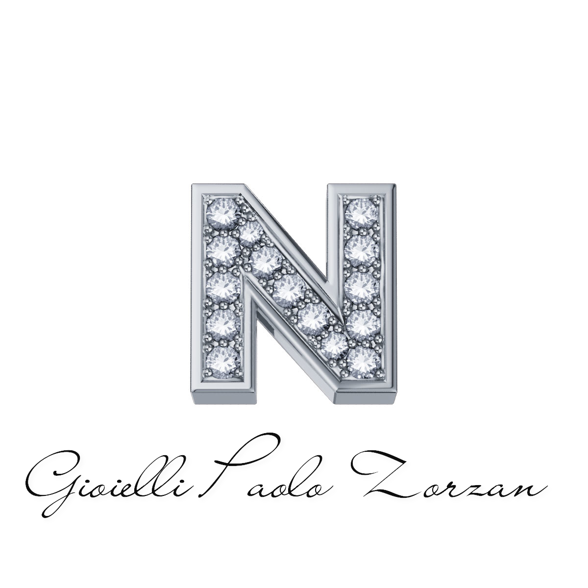 Lettera N in oro bianco e brillanti Elements DonnaOro Ref. DCHF3319N.002