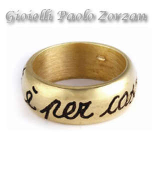 Anello a fascia bassa INK FAMILY in argento 925 con bagno in oro giallo personalizzabile Ref. FB_G -0