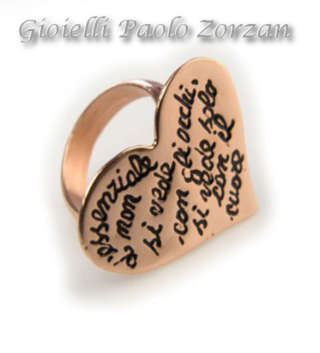 Anello INK HEART a cuore fisso in argento 925% bagno oro rosa Ref. R03_R -0
