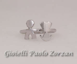 Anello in oro bianco 18 kt con bimba e bimbo Ref. OBM001-0