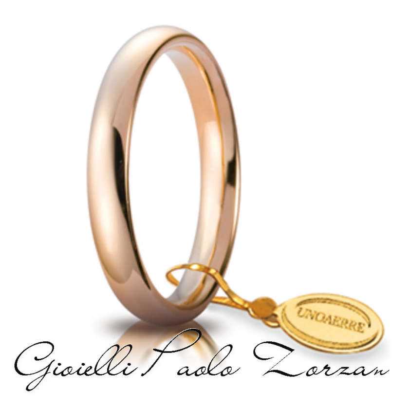 Fede Matrimoniale Unoaerre Comoda 3,5 Mm In Oro Rosa 18 Kt Ref. 35afc1r  Fedi Comode