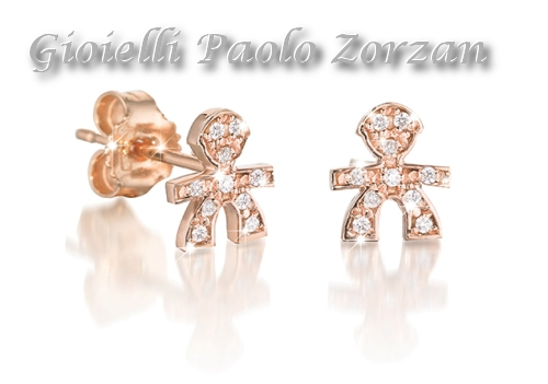 Orecchini le bebè le briciole pavè maschietto in oro rosa 18 Kt e brillanti Ref. LBB331-0