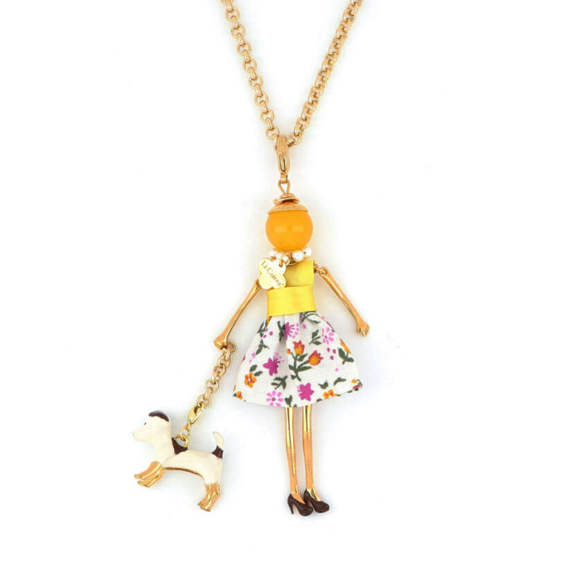 Collana Le carose & dog in metallo tessuto e strass con charms cagnolino Ref. CRD201