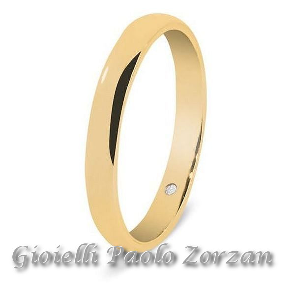 Fede Nuziale In Carburo Di Tungsteno Placcato Oro - Mezza Cupola Classica (Inciso) - Foto 2