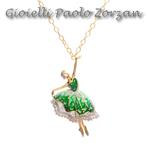 Collana con ballerina piccola Artlinea in argento 925 dorato Ref. ZCLI052-MG-0
