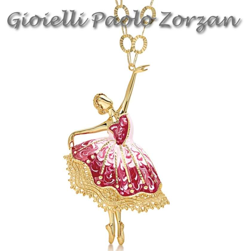 Collana con ballerina grande Artlinea in argento 925 dorato Ref. ZCLI055-MG-0