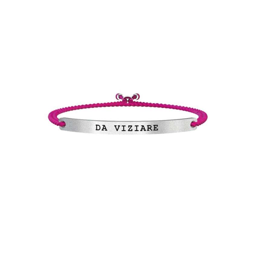 Bracciale Kidult Life Love Da Viziare in Acciaio e Corda Fucsia ref. 731152-0