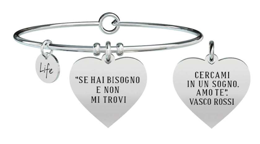 BRACCIALE KIDULT CON CIONDOLO CUORE"SE HAI BISOGNO.". VASCO ROSSI 731468-0