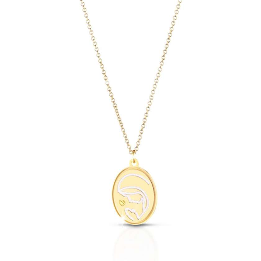 Catenina leBebe' Proteggimi in oro giallo Madonnina con cuore PMG083-0