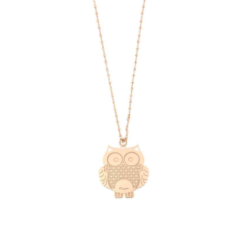 Collana rue des mille gufo in argento rosato ref. CL016GUFO-0