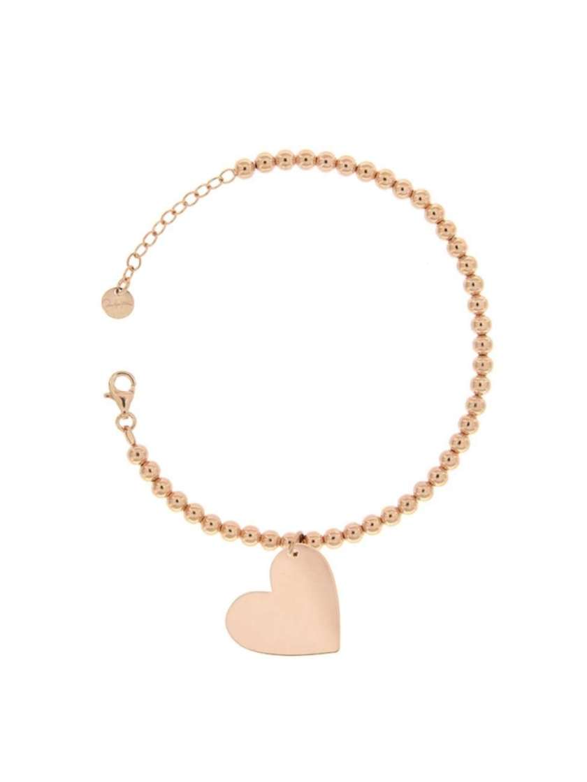 Bracciale RUE DES MILLE Pallini e Moschettone con Ciondolo Cuore REF- BRPALXSCUORE-0