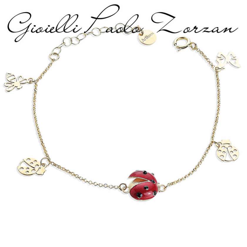 Bracciale Artlinea Coccinella in oro giallo 18 kt e smalto manuale ref. BEA866-MG-0