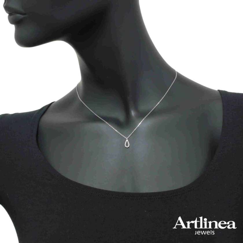 Collana Artlinea linea luce a Goccia in oro bianco e diamanti ref. CD379-4B-13683