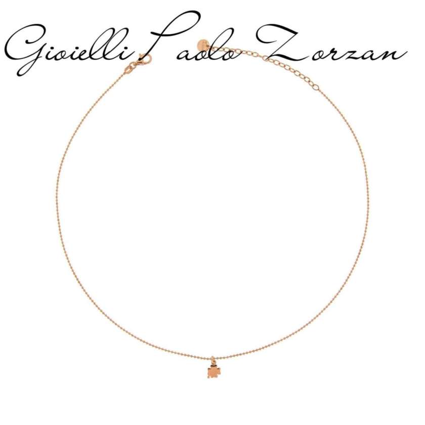 Collana rue des mille in argento rosato quadrifoglio bombato ref. GR002QUA-0