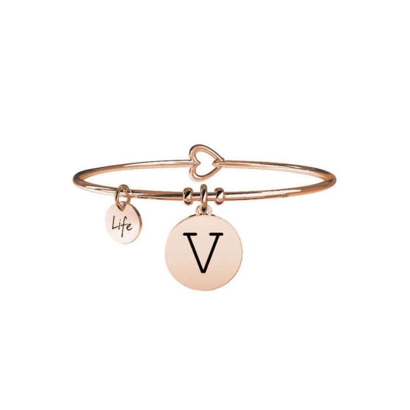 Bracciale Donna Kidult in Acciaio PVD Rosè con iniziale V – Symbols – 731014V-0