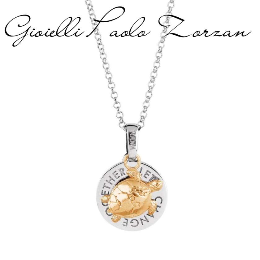 Collana Tuum Gaia in Argento Rodiato e tartaruga in oro giallo 9kt GAIAEC90C0G-0