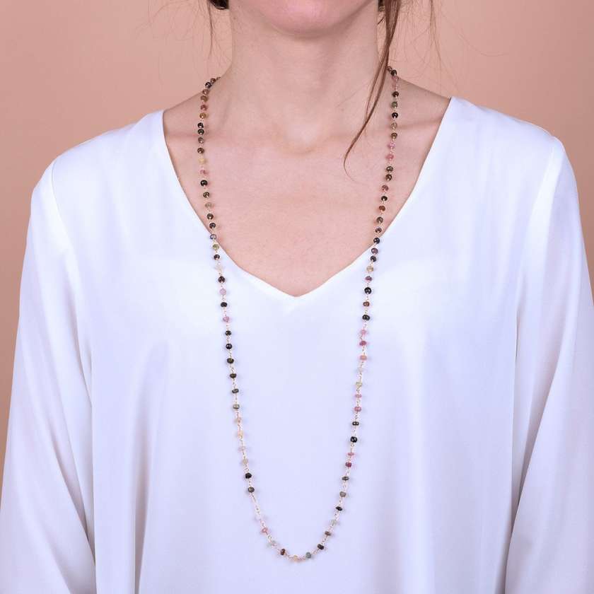 Collana bronzallure con Pietre Naturali Multicolor ref. WSBZ01336-14953