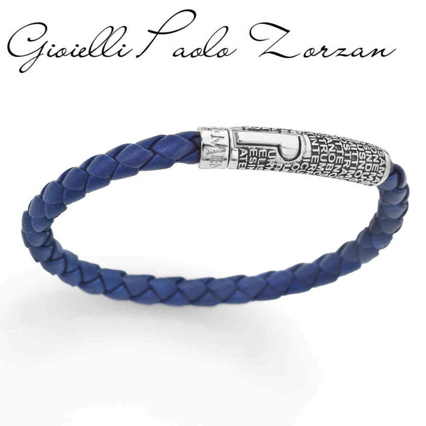 Bracciale Amen unisex in argento e pelle Pater Noster  BRNO03B