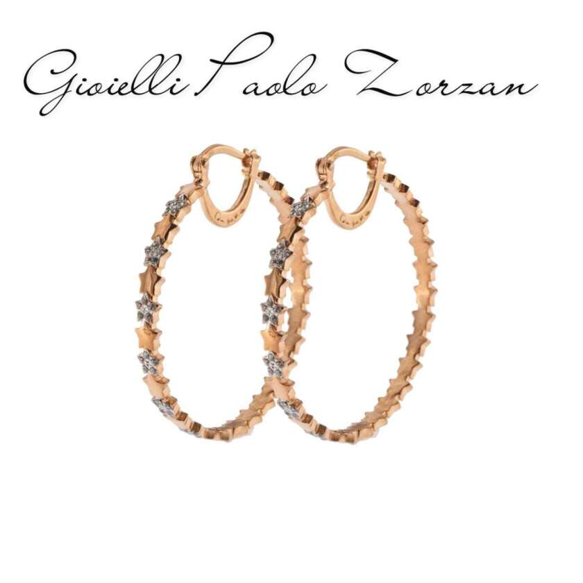 Orecchini A Cerchio Diametro 4 Rue Des Mille Con Stelle In Argento Ref. Orz-006-d4-ste