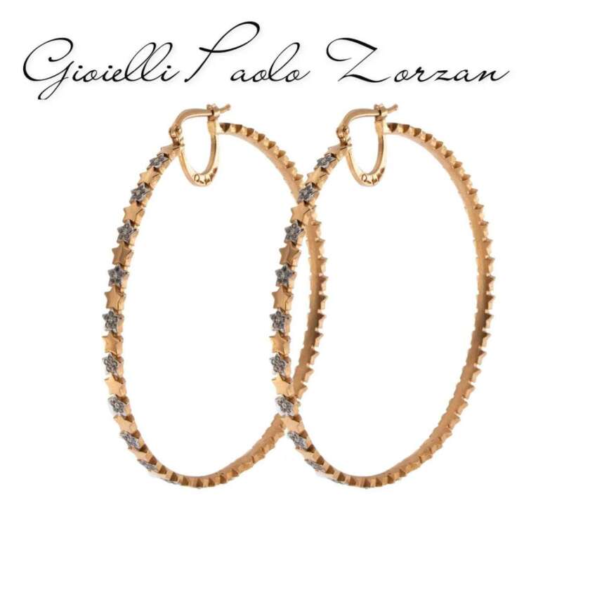 Orecchini A Cerchio Diametro 6 Rue Des Mille Con Stelle In Argento Ref. Orz-006-d6-ste