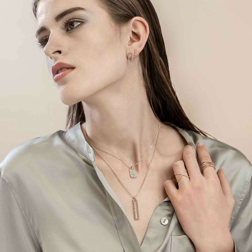 Collana Dansk Smykkekunst Lunga  Placcatura Rodio 9C6518 - immagine 2