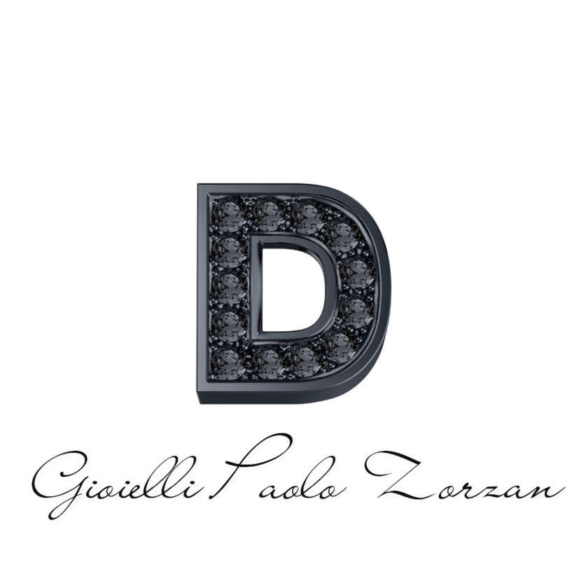 Lettera D in oro brunito e diamanti neri Elements DonnaOro Ref. DCHF7278D.002