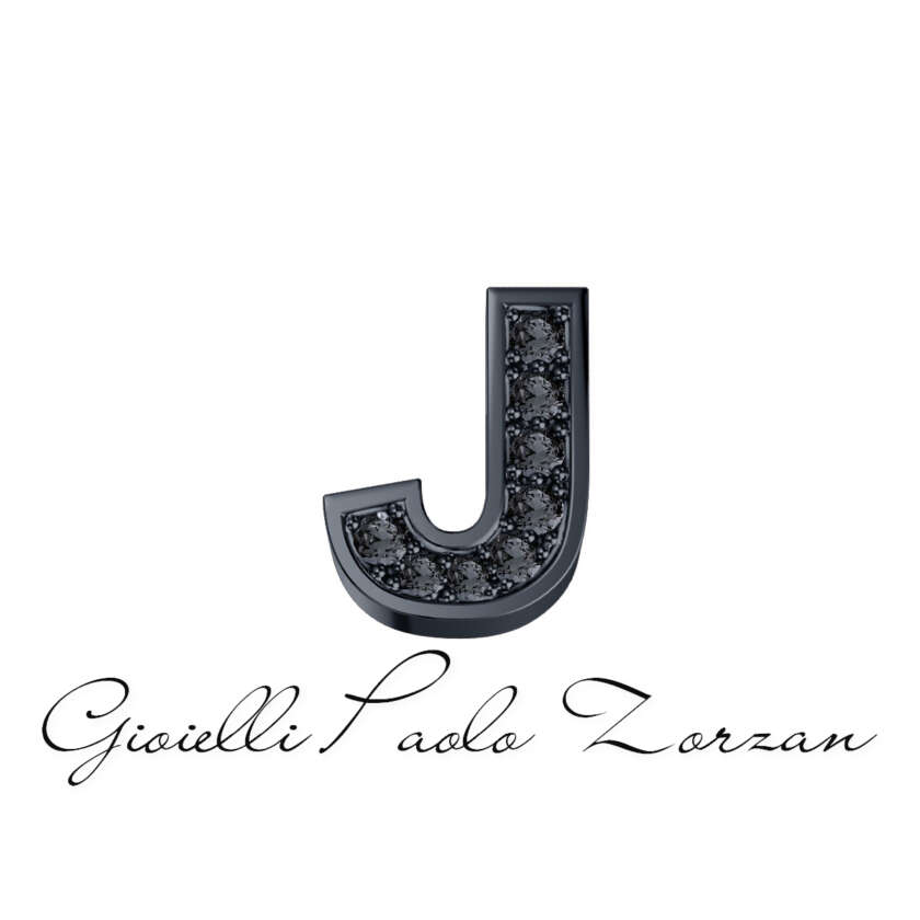 Lettera J in oro brunito e diamanti neri Elements DonnaOro Ref. DCHF7278J.002