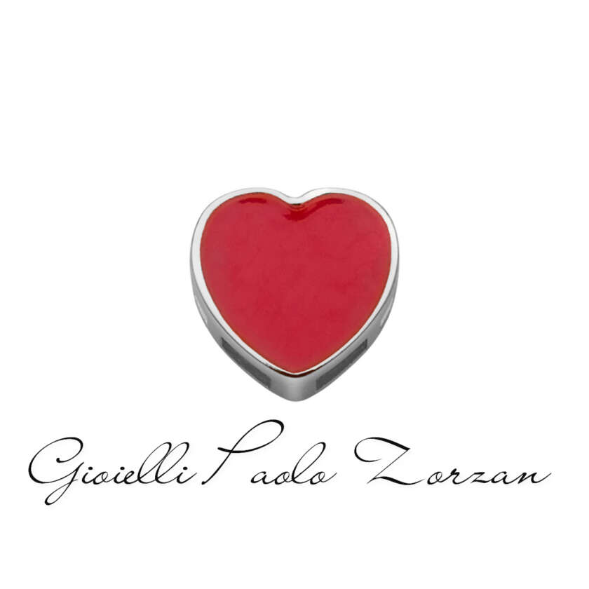 Cuore piatto in oro bianco e smalto rosso Elements DonnaOro Ref. DCHF7845
