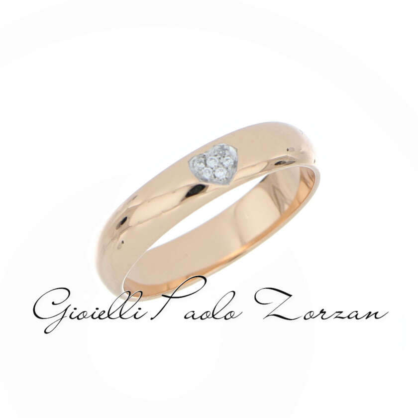 Fede Matrimoniale Polello in Oro Rosa con Diamanti Mod. E 3117DBR