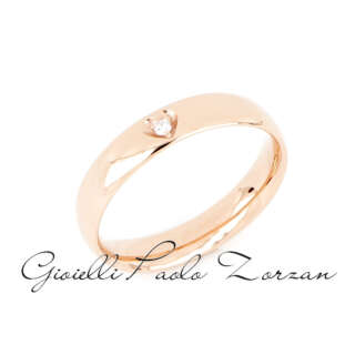 Fede Matrimoniale Polello in Oro Rosa con Diamante  Mod. E 3121DR  Fedi Comode