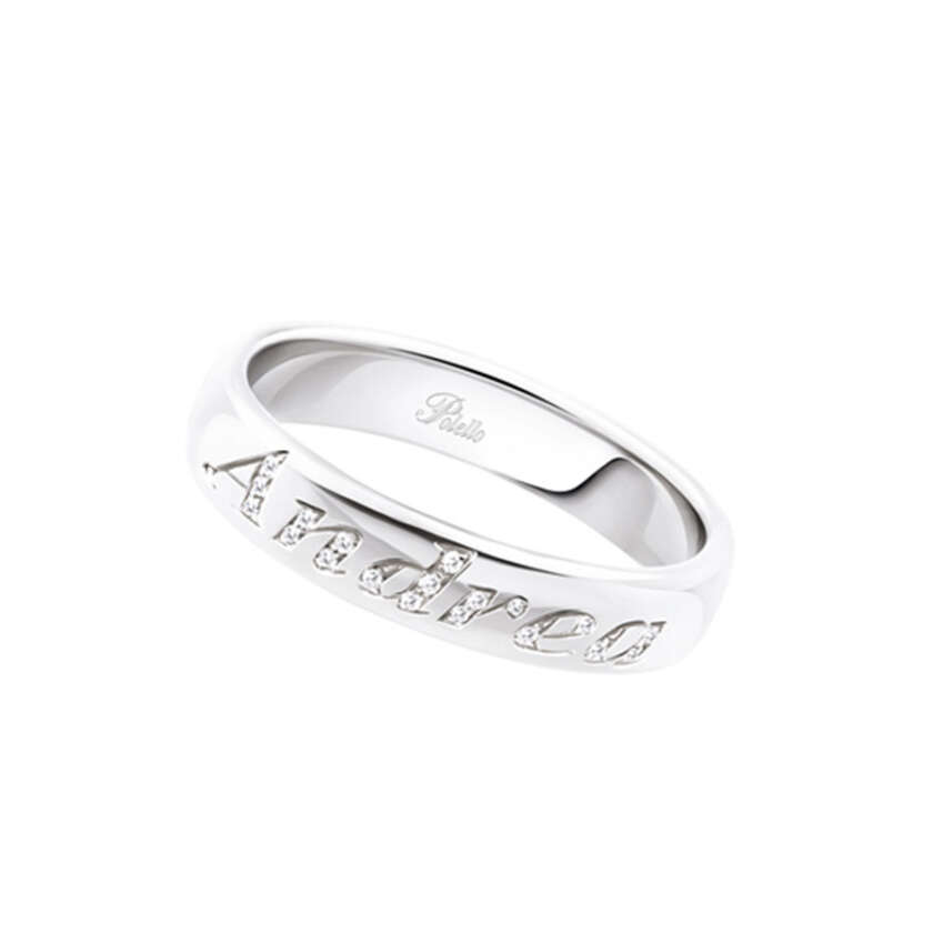 Fede Polello  nome in oro Bianco 18 kt e brillanti Ref. E 3110DB