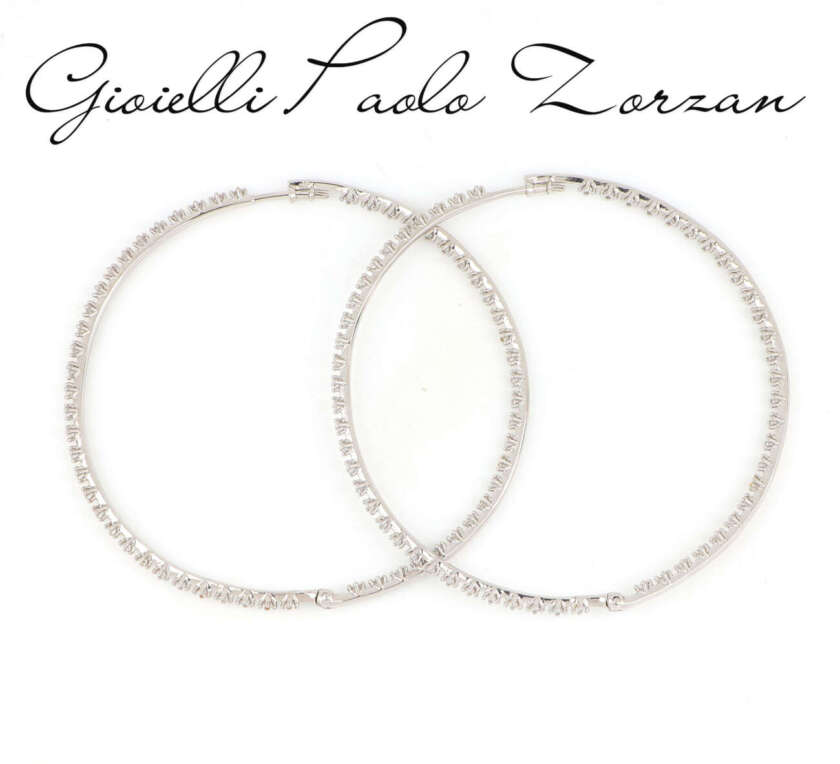 Orecchini schione oro bianco e zirconi ORZ11
