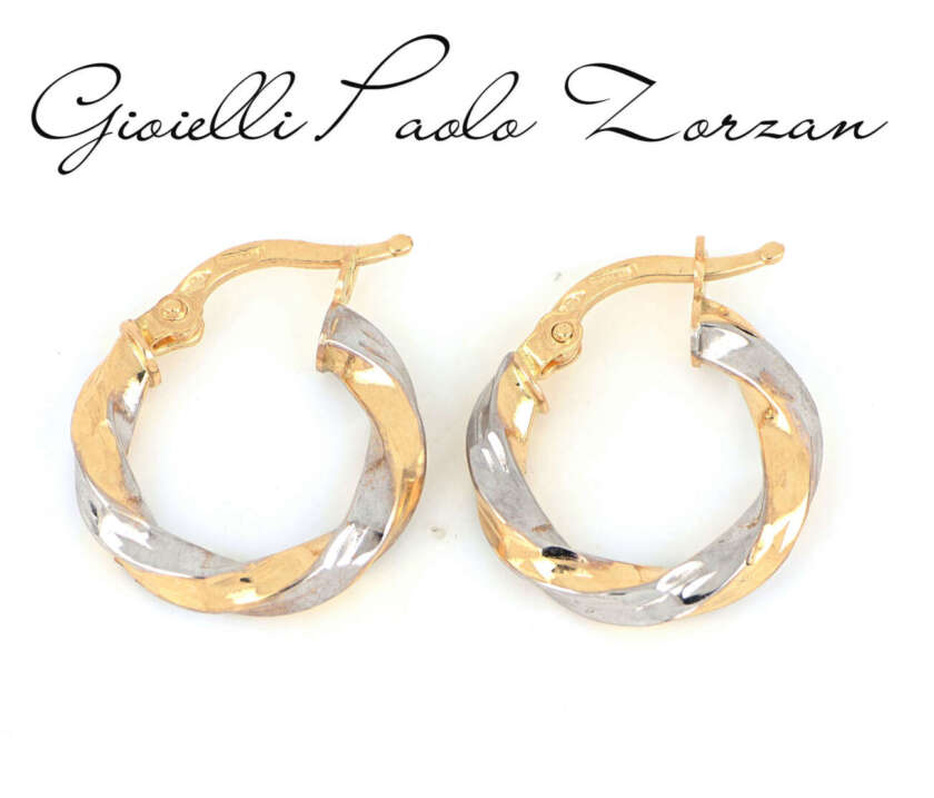 Orecchini schione oro giallo e bianco  ORZ05