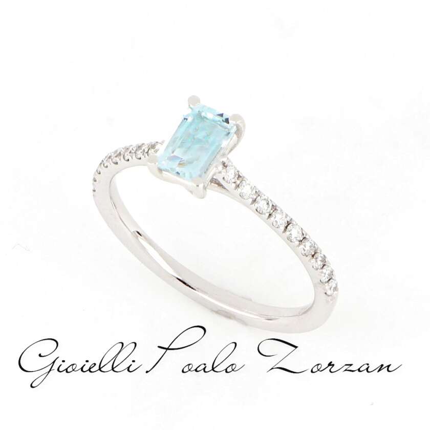 Anello in Oro Bianco con Acquamarina e Diamanti ref. 545255 - immagine 5