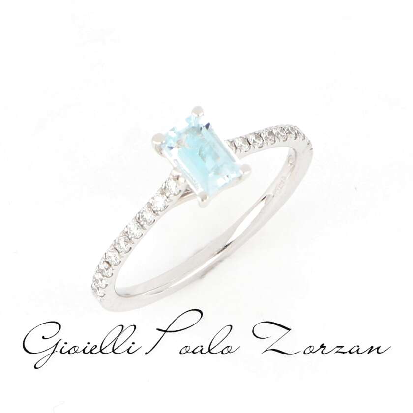 Anello in Oro Bianco con Acquamarina e Diamanti ref. 545255 - immagine 4