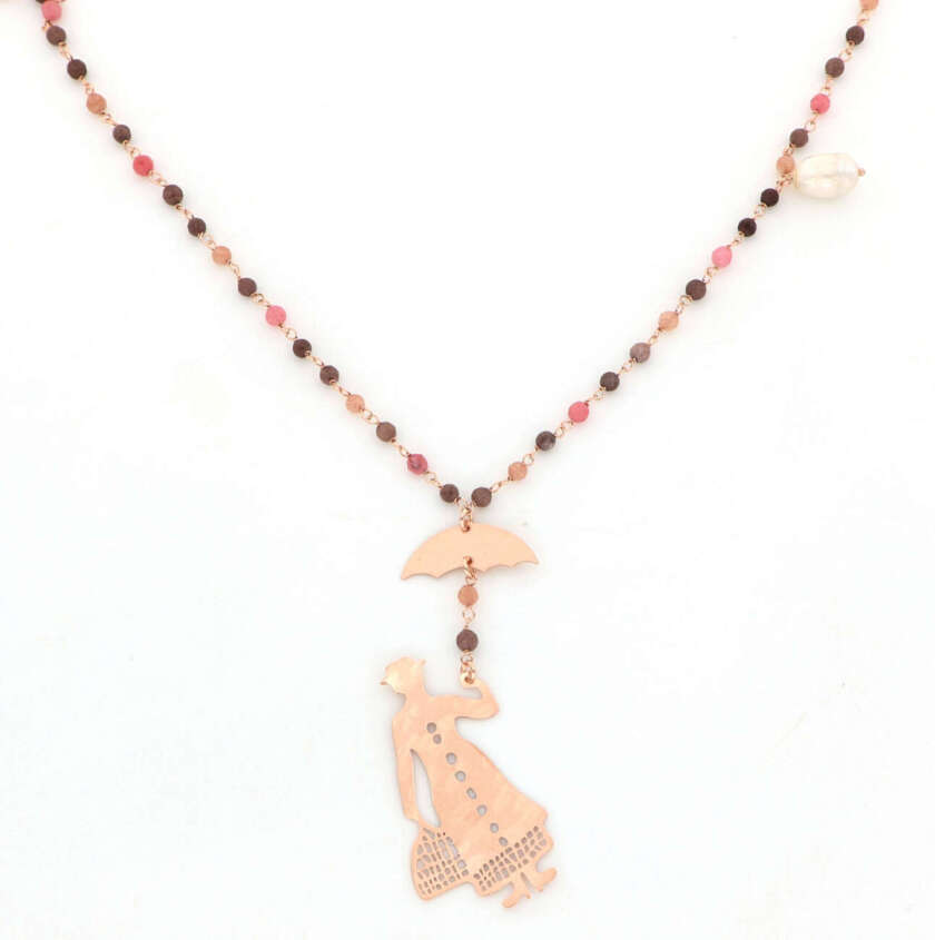 Collana Le favole mary poppins in argento 925 rosato e spinelli colorati AG-9394-COL - immagine 2