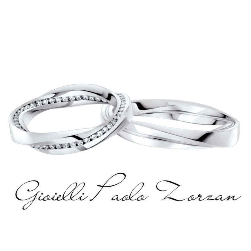 Coppia di Fedi POLELLO in Oro Bianco e Diamanti mod. E 3228DB - E 3228UB - Alessia