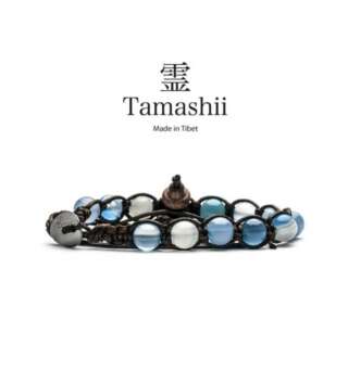 Bracciale Tamashii agata blu chiara striata bhs900-84   Bracciali Bracciali a Sfere