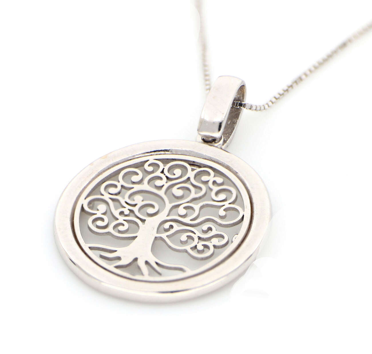 Collana con pendente albero della vita in oro bianco CL-013