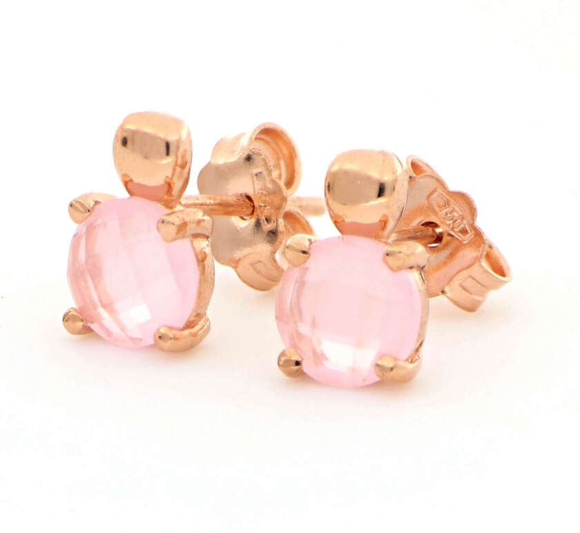 Orecchini  al lobo in oro rosa e quarzo rosa  OR-913 - immagine 2